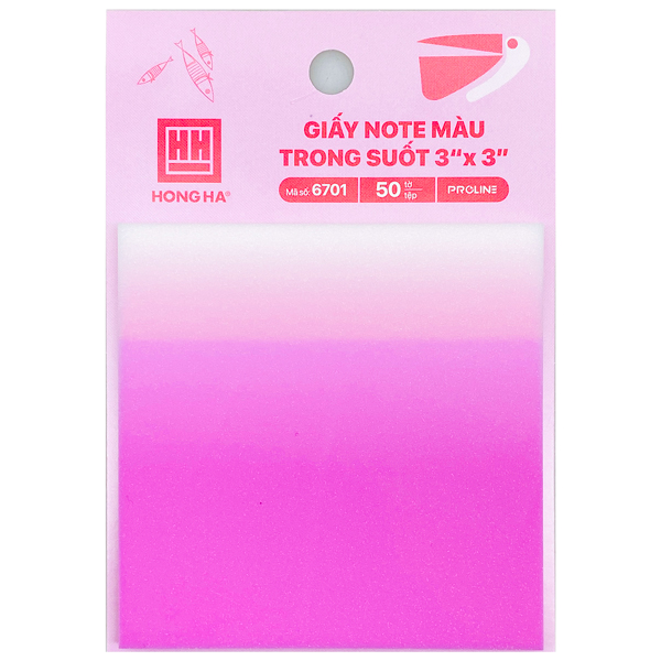 Giấy Note Màu Pastel Trong Suốt - 76 x 76 mm - Hồng Hà 6701 (50 Tờ) - Màu Hồng