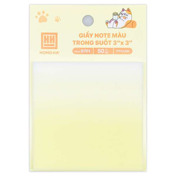 Giấy Note Màu Pastel Trong Suốt - 76 x 76 mm - Hồng Hà 6701 (50 Tờ) - Màu Vàng