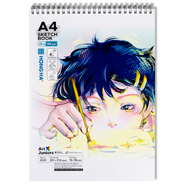 Sổ Vẽ Sketch Book A4 - 160gsm - Hồng Hà 8181 (25 Tờ)