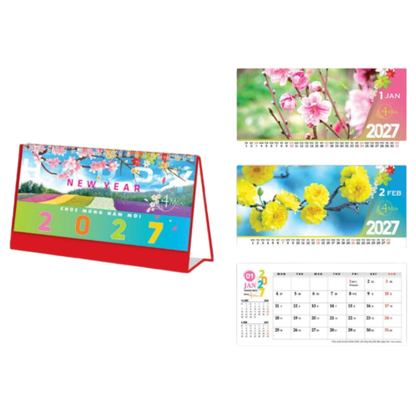 Lịch Bàn 2027 - Chủ Đề Sắc Hoa Bốn Mùa - Văn Lang VL-BAA 12
