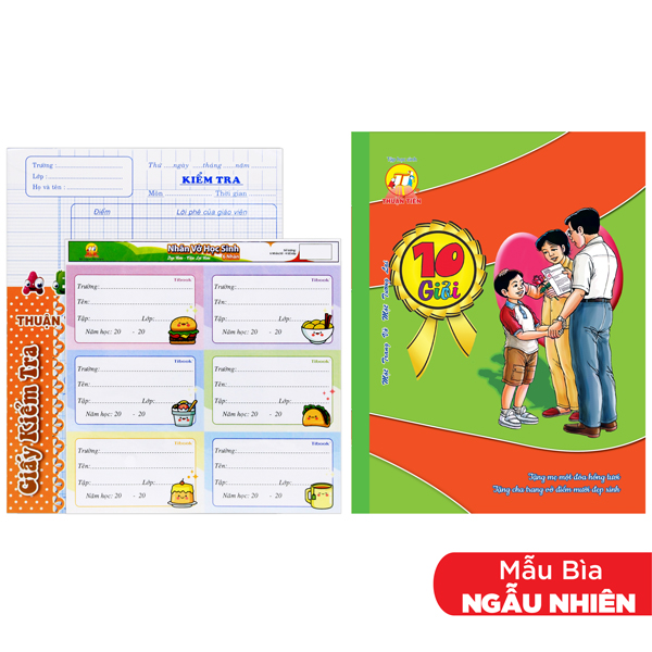 Bộ 10 Tập Học Sinh 10 Giỏi - 4 Ô Ly - 96 Trang 100gsm - Tân Thuận Tiến + Tặng Kèm 1 Xấp Nhãn + 1 Tập Kiểm Tra (Mẫu Bìa Giao Ngẫu Nhiên)