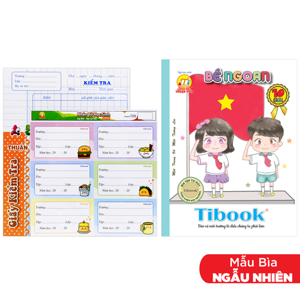 Bộ 5 Tập Học Sinh Bé Ngoan -  4 Ô Ly - 96 Trang 120gsm - Tân Thuận Tiến + Tặng Kèm 1 Xấp Nhãn + 1 Tập Kiểm Tra (Mẫu Bìa Giao Ngẫu Nhiên)