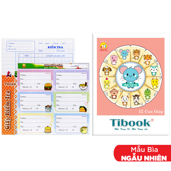 Bộ 10 Tập Học Sinh 12 Con Giáp - 4 Ô Ly -  96 Trang 100gsm - Tân Thuận Tiến + Tặng Kèm 1 Xấp Nhãn + 1 Tập Kiểm Tra (Mẫu Bìa Giao Ngẫu Nhiên)