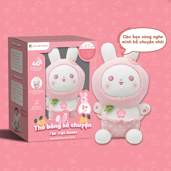 Thỏ Bông Kể Chuyện - Quần Chấm Bi - Món Quà Trí Tuệ Cho Bé Size 25cm