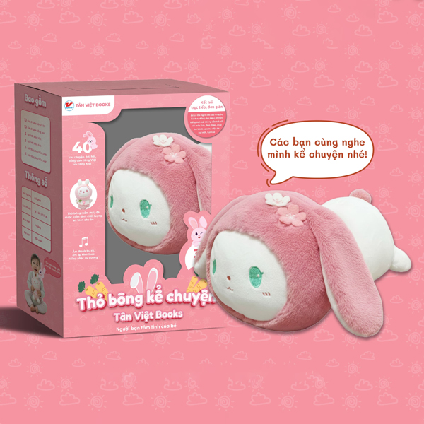 Thỏ Bông Kể Chuyện - Loại Nhỏ Nằm Ngang - Món Quà Trí Tuệ Cho Bé Size 25cm