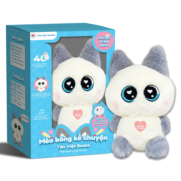 Mèo Bông Kể Chuyện - Món Quà Trí Tuệ Cho Bé Size 25cm