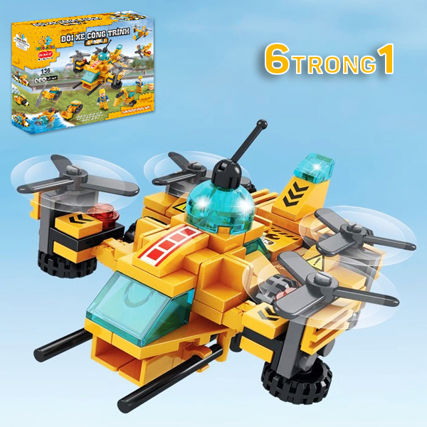 Đồ Chơi Lắp Ráp Đội Xe Công Trình 6 Trong 1 - Construction Vehicle Team - Toys&Joys 8732-1A (136 Mảnh Ghép)