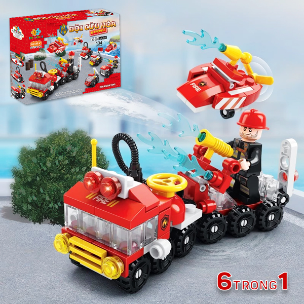 Đồ Chơi Lắp Ráp Đội Cứu Hỏa 6 Trong 1 - Fire Rescue Team  - Toys&Joys 8732-4A (134 Mảnh Ghép)