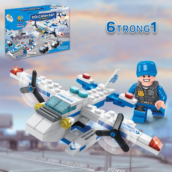 Đồ Chơi Lắp Ráp Đội Cảnh Sát 6 Trong 1 - Police Team - Toys&Joys 8732-5A (137 Mảnh Ghép)