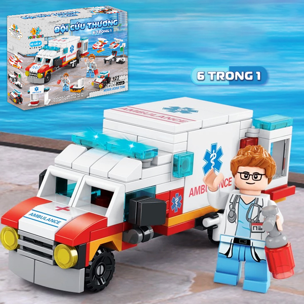 Đồ Chơi Lắp Ráp Đội Cứu Thương 6 Trong 1 - Medical Rescue Team - Toys&Joys 8732-8A (122 Mảnh Ghép)