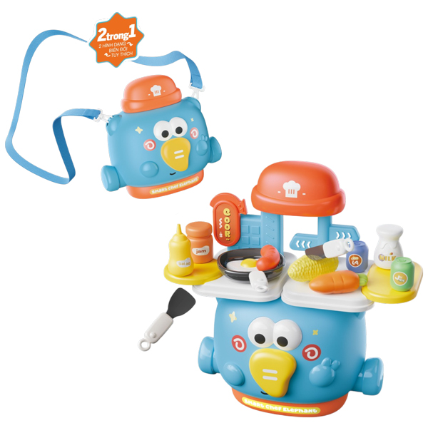 Đồ Chơi Túi Nhà Bếp Voi Con Đáng Yêu - Elephant Shoulder Bag - Kitchen Master - Toys&Joys HY-43A (22 Chi Tiết)