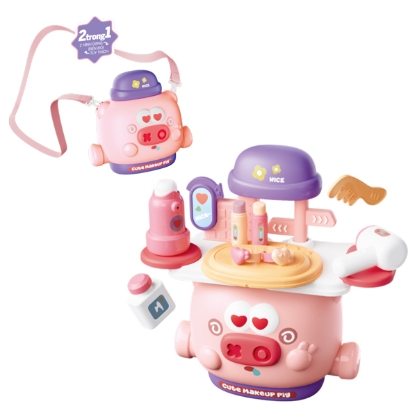 Đồ Chơi Túi Trang Điểm Heo Con Đáng Yêu - Pig Shoulder Bag - Beauty Expert - Toys&Joys HY-43B (19 Chi Tiết)