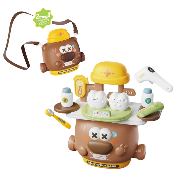 Đồ Chơi Túi Y Tế Gấu Con Đáng Yêu - Bear Shoulder Bag - Medical Expert - Toys&Joys HY-43C (18 Chi Tiết)