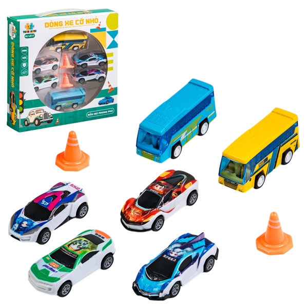 Bộ 6 Đồ Chơi Mô Hình Phương Tiện Vận Tải Đô Thị Mini Chạy Đà - Toys&Joys HET_072