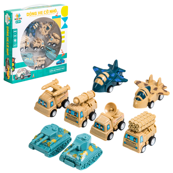 Bộ 8 Đồ Chơi Mô Hình Phương Tiện Quân Sự Mini Chạy Đà - Toys&Joys HET_076