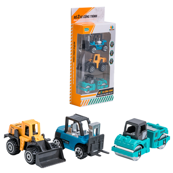 Bộ 3 Đồ Chơi Mô Hình Xe Công Trình Chạy Quán Tính Bằng Hợp Kim - Toys&Joys KX08_3