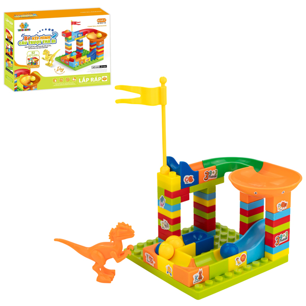 Bộ Đồ Chơi Xếp Hình Cầu Trượt Thả Bi -Toys&Joys Q_0310 (62 Mảnh Ghép)