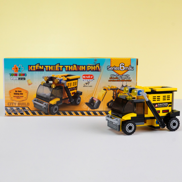 Đồ Chơi Lắp Ráp Series Kiến Thiết Thành Phố - Xe Ben Thùng Kín - Toys&Joy 8743-4 (77 Mảnh Ghép)