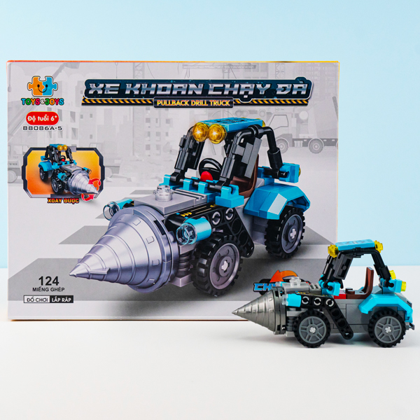 Đồ Chơi Lắp Ráp Mô Hình Xe Khoan Chạy Đà 88086A_5 (124 Mảnh Ghép)