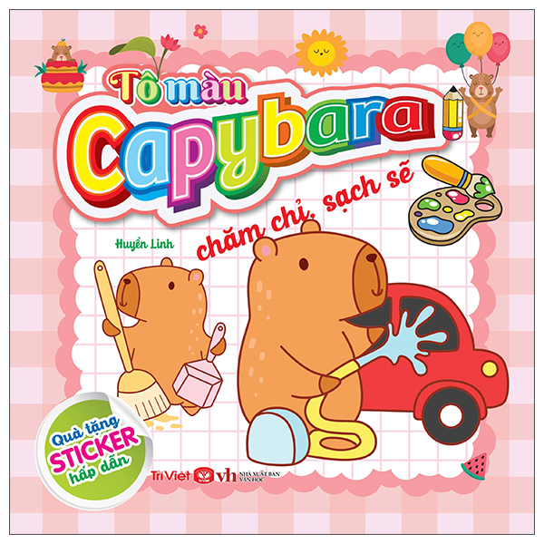 Sách Tô Màu Capybara - Chăm Chỉ, Sạch Sẽ - Châm