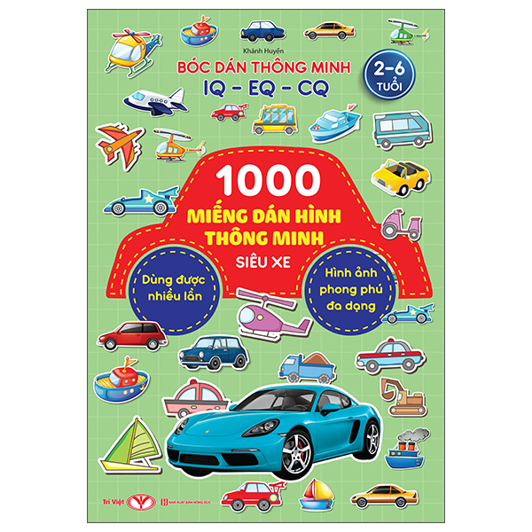 Sách Bóc Dán Thông Minh IQ-EQ-CQ - 1000 Miếng Dán Hình Thông Minh - Siêu Xe - Hồng Minh