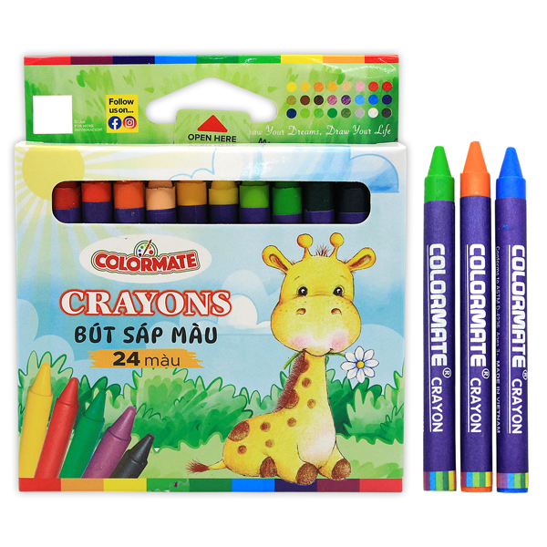 Bút Sáp Màu 24 Cây Hộp Giấy (CRAYONS-24P)