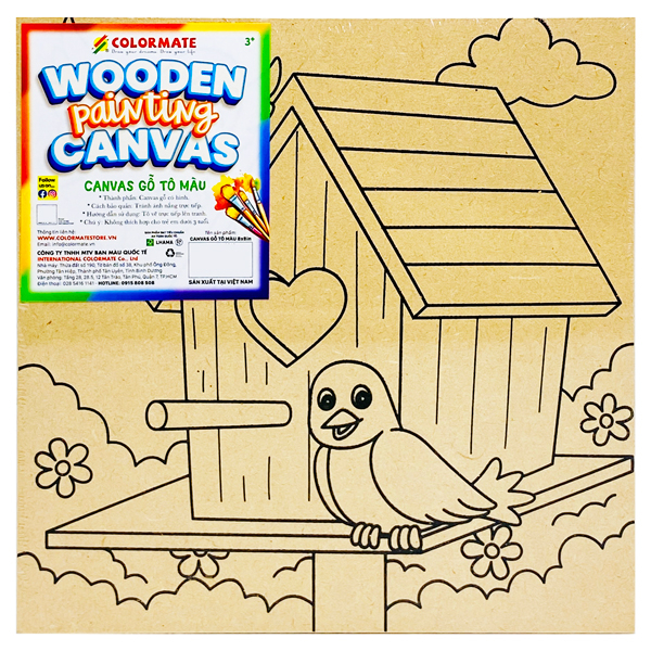 Bộ Khung Tranh Wooden Painting Canvas 8 x 8 inch Kèm Màu Vẽ - Colormate 113813 - Mẫu 2