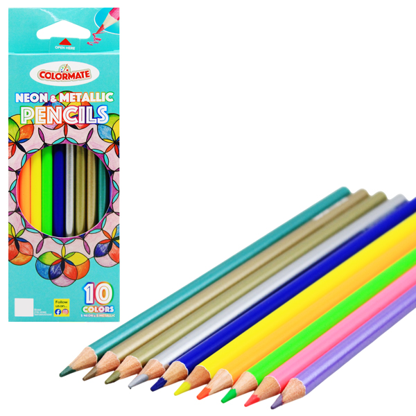 Hộp 10 Bút Chì Màu Neon Và Metallic - Colormate 114667