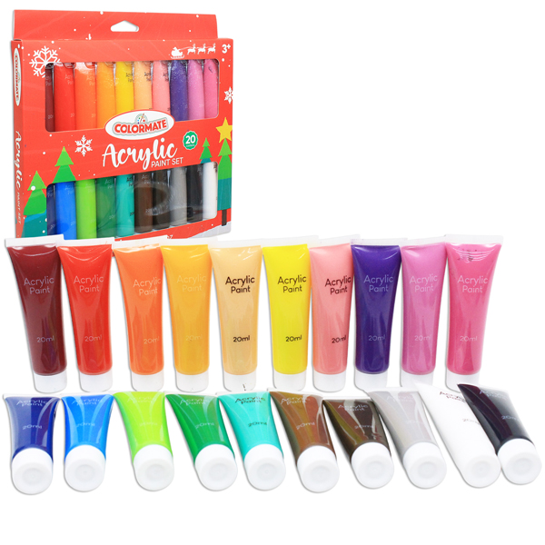 Hộp 20 Tuýp Màu Vẽ Acrylic 20 ml - Colormate 114919