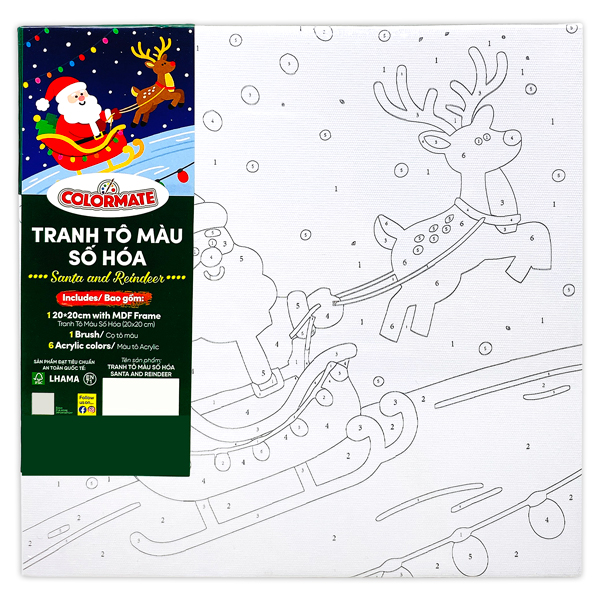 Tranh Tô Màu Số Hóa - 20 x 20 cm -Santa and Reindeer - Colormate 114964