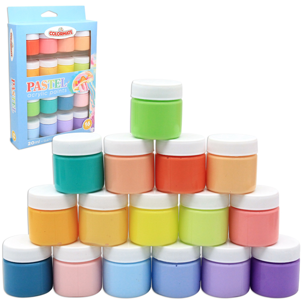 Hộp 16 Chai Màu Vẽ Pastel Acrylic 20 ml - Colormate 115046