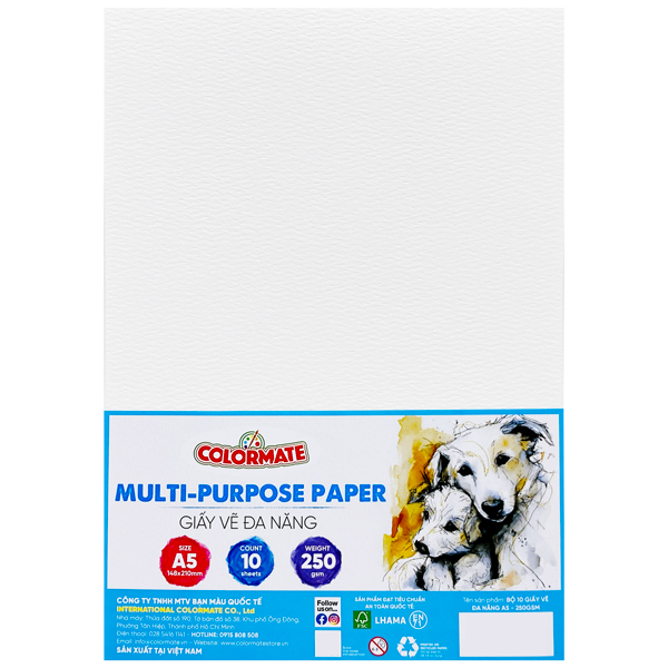 Giấy Vẽ Đa Năng A5 250gsm - Colormate 115084 (10 Tờ)