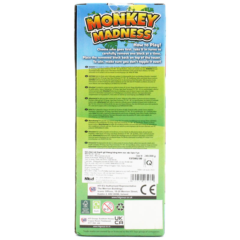 Monkey Rutt Đồ Chơi Rút Gỗ Monkey Madness - Epic Fun 1375952 - FAHASA.COM