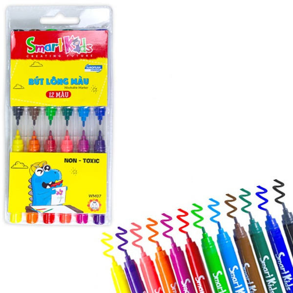 Quà Tặng Vỉ 12 Bút Lông Màu Rửa Được - Smart Kids WM07