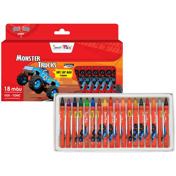Hộp 18 Sáp Màu Monster Truck - Smart Kids CR10