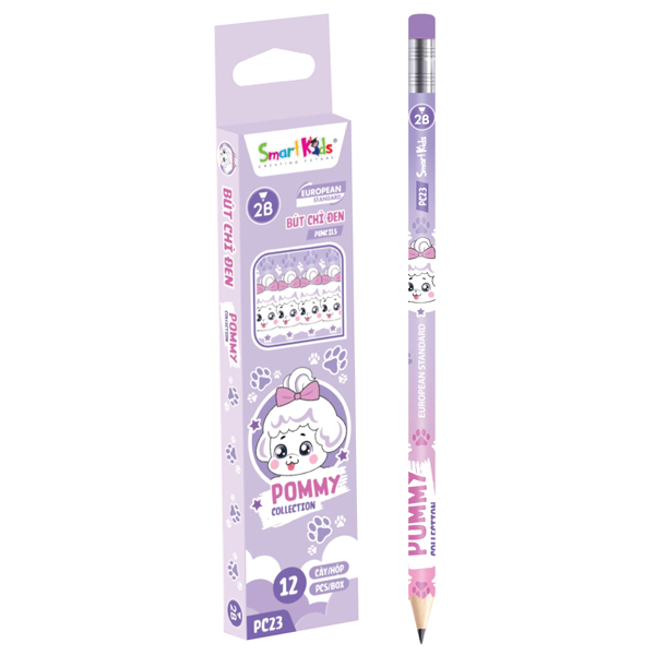 Hộp 12 Bút Chì Họa Tiết Pommy 2B - Smart Kids PC23