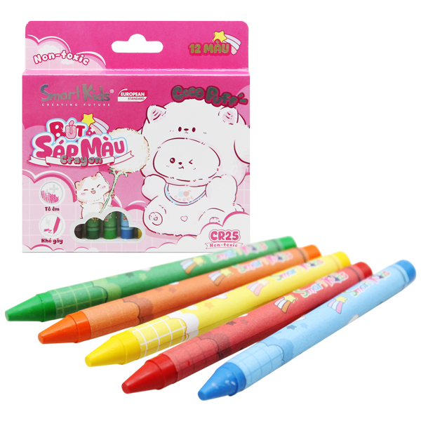 Hộp 12 Bút Sáp Màu Coco Puff - SmartKids CR25