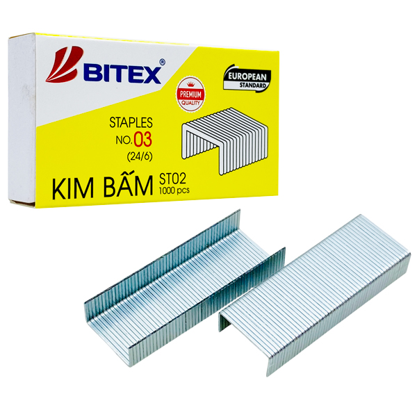 Kim Bấm Số 3 - Bitex ST02 (1000 Kim/Hộp)