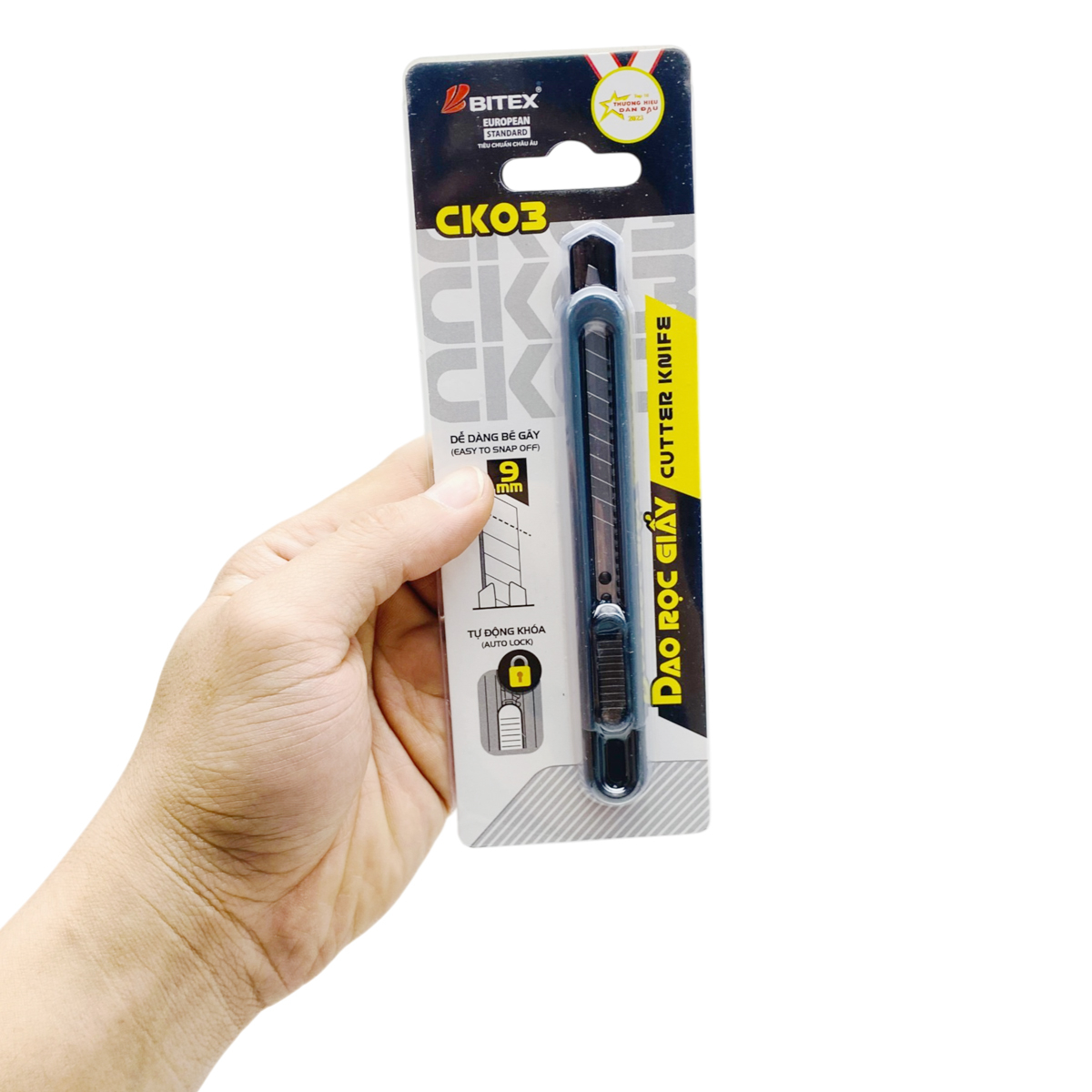 Dao Rọc Giấy 9 mm - Bitex CK03 - Màu Đen - FAHASA.COM