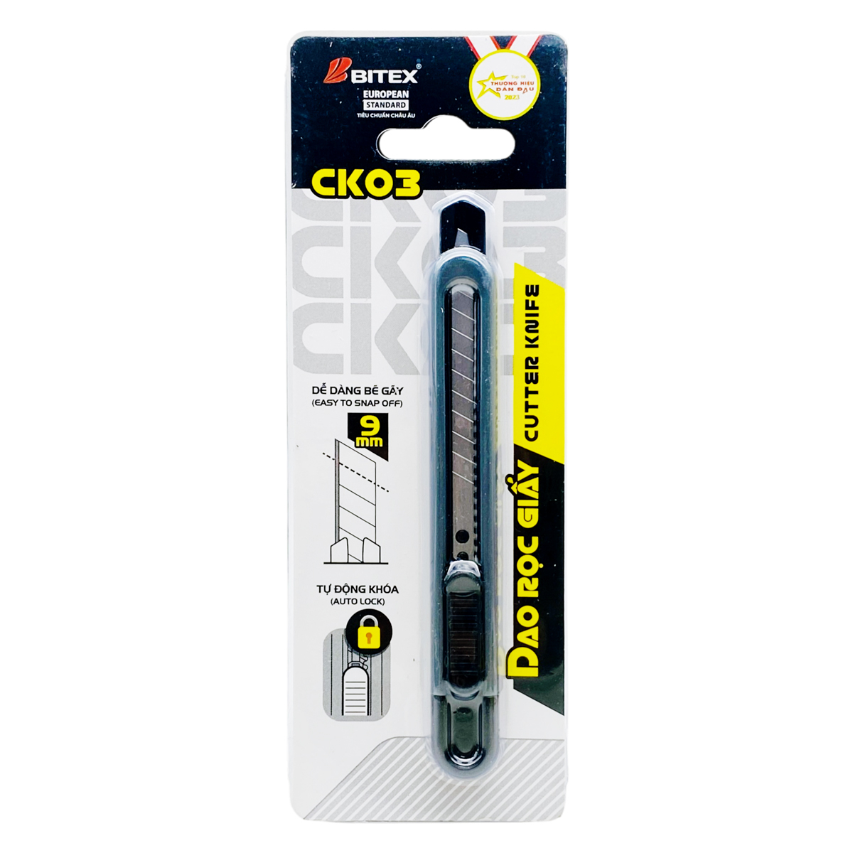 Dao Rọc Giấy 9 mm - Bitex CK03 - Màu Đen - FAHASA.COM