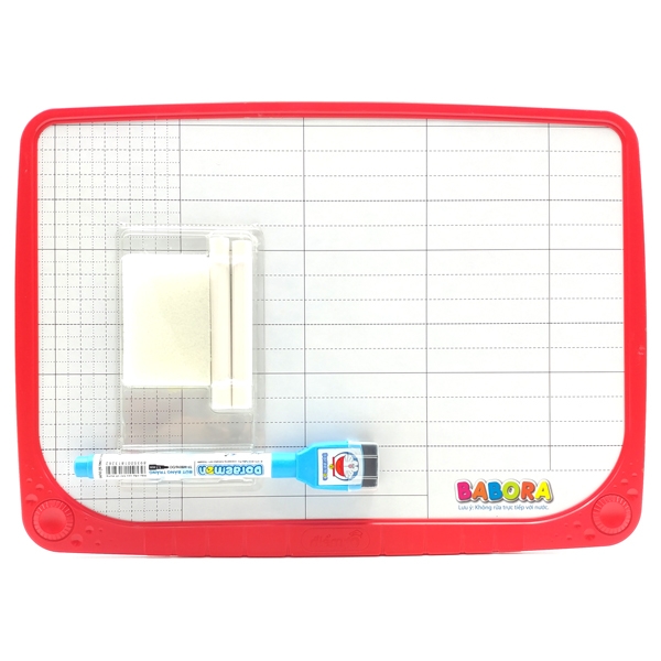Bảng Bộ 2 Mặt A4 - Kẻ Ngang + Kẻ Ô + Phấn + Lau Bảng + Bút Lông Bảng - Thiên Long TP-B020 - Viền Đỏ