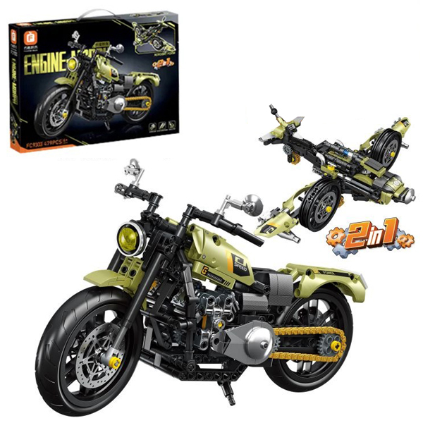 Đồ Chơi Lắp Ráp In Xe Moto Engine Morph Biến Hình Máy Bay