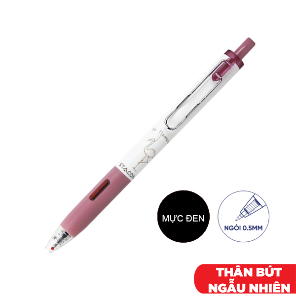 Bút Bi Mực Nước Đầu Bấm 0.5 mm - Stacom GP1055_A - Mực Đen (Màu Thân Bút Giao Ngẫu Nhiên)