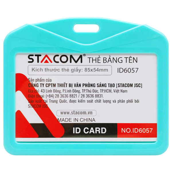 Bảng Tên Nhựa Ngang - 85 x 54 mm - Stacom ID6057 - Màu Xanh Dương