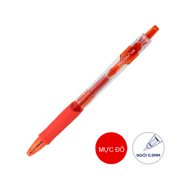 Bút Bi Mực Gel Đầu Bấm 0.5 mm - Stacom GP1065_B - Mực Đỏ