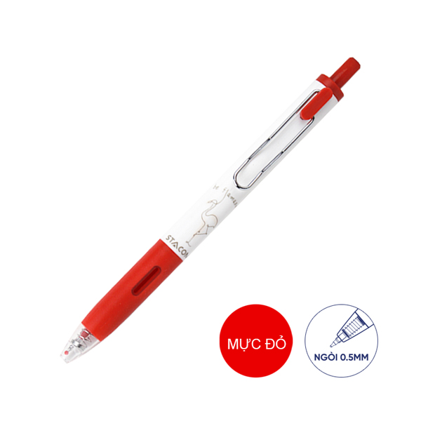 Bút Bi Mực Nước Đầu Bấm 0.5 mm - Stacom GP1055_B - Mực Đỏ