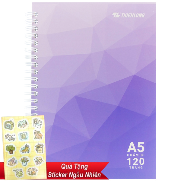 Sổ Lò Xo A5 Chấm 120 Trang 100gsm - Thiên Long MB-017 - Màu Tím