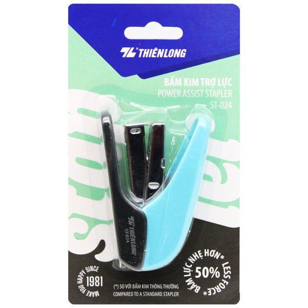 Bấm Kim Trợ Lực Số 10 - Power Assist Stapler - Thiên Long ST-024 - Màu Xanh Dương