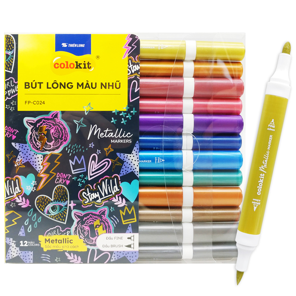 12 Bút Lông Màu Nhũ - Colokit FP-C024