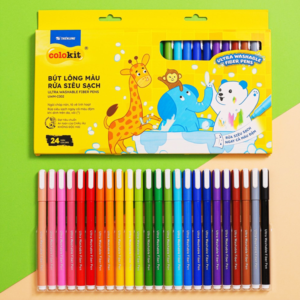 Hộp 24 Bút Lông Màu Rửa Siêu Sạch - Colokit UWM-C002